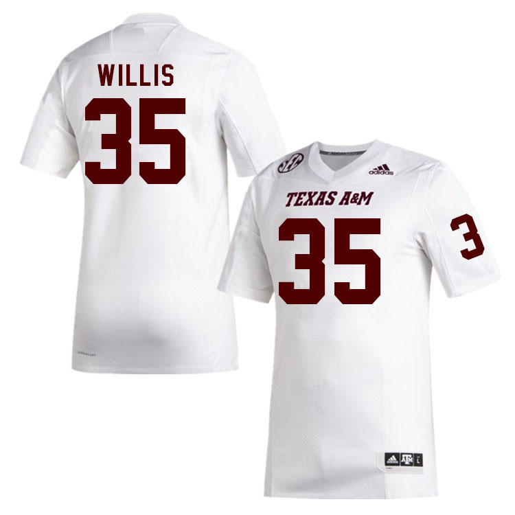 Men #35 Isaiah Willis Texas A&M Aggies College Football Jerseys Stitched Sale-White